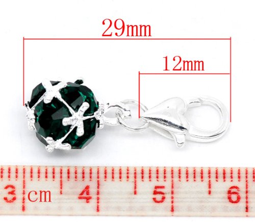 Sexy Sparkles Birthstone Dangle Charm Pendant for European Clip on Charm Jewelry with Lobster Clasp - color: Emerald - May