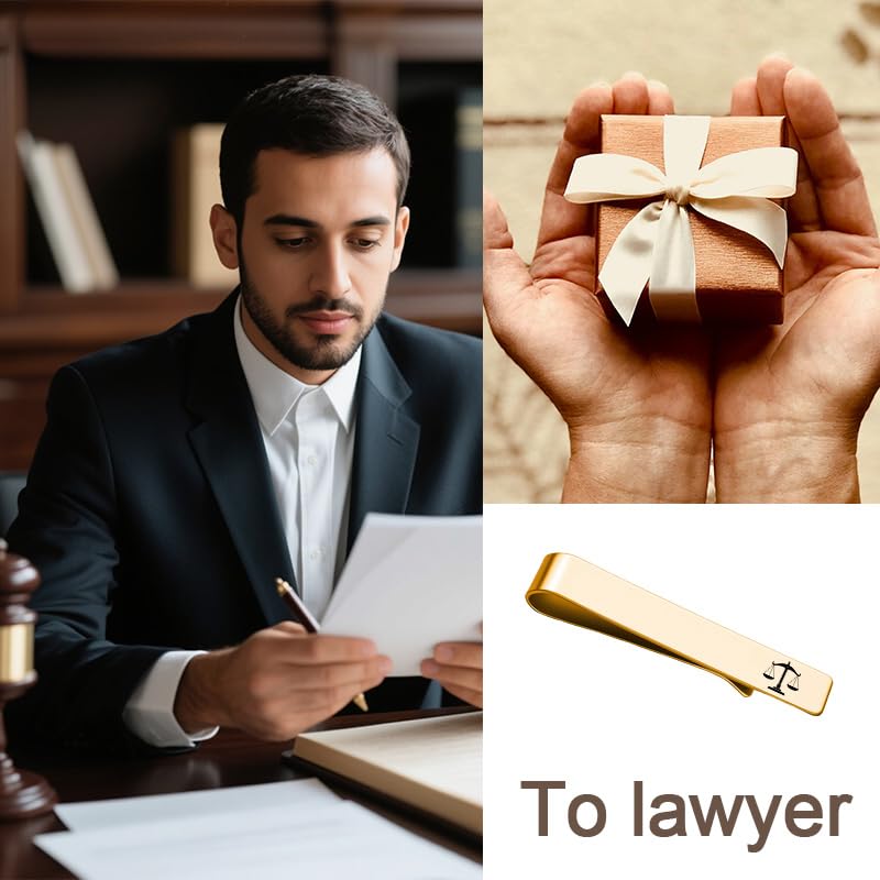 Mens Airplane Tie Clip for Boyfriend Husband Son Flight Attendant Accessories for Men - style: Gold Lawyer