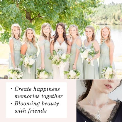 DHQH Bridesmaid Necklace Earrings Set Gifts I Couldn't Say I DO Without You Cubic Zirconia Leaf Pendant Necklace Bridesmaid Proposal Gift Set of 4 6 - color: white leaf -4