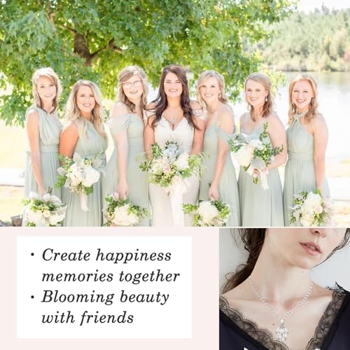 DHQH Bridesmaid Necklace Earrings Set Gifts I Couldn't Say I DO Without You Cubic Zirconia Leaf Pendant Necklace Bridesmaid Proposal Gift Set of 4 6 - color: white leaf -6
