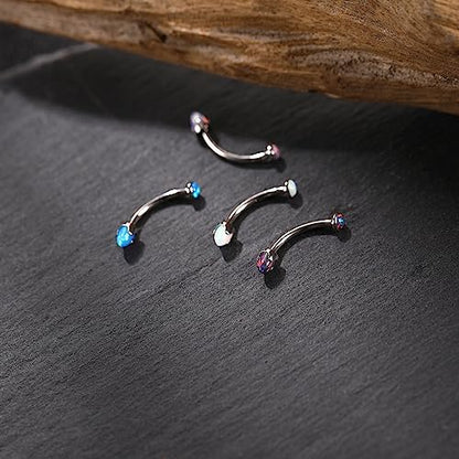 GAGABODY Titanium Eyebrow Jewelry - Curved Barbell & Labret Stud, 16g - Belly Button Ring & Cartilage Earring - Opal Bridge Jewelry - color: 1Pc-Arrow Shape Purple Opal