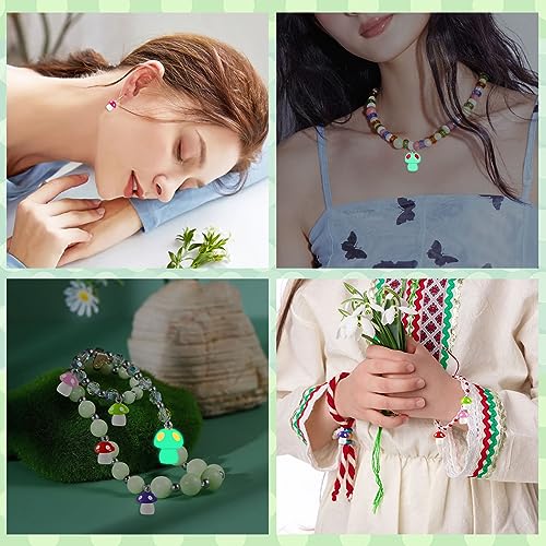64Pcs Mushroom Resin Charms, Luminous Mushroom Beads | 32 Solid and 32 Glow in The Dark, Mushrooms Pendant, DIY Crafts, Bracelet Necklace Earrings Jewelry Making, Party Favors - style: Mushroom Style