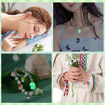 64Pcs Mushroom Resin Charms, Luminous Mushroom Beads | 32 Solid and 32 Glow in The Dark, Mushrooms Pendant, DIY Crafts, Bracelet Necklace Earrings Jewelry Making, Party Favors - style: Mushroom Style