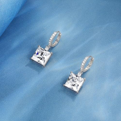 2-4 Pairs Dangle Drop Earrings for Women, 18K Gold Plated Cubic Zirconia Drop Dangle Huggie Hoop Earrings CZ Teardrop Hypoallergenic Jewelry - color: CZ White Gold 1