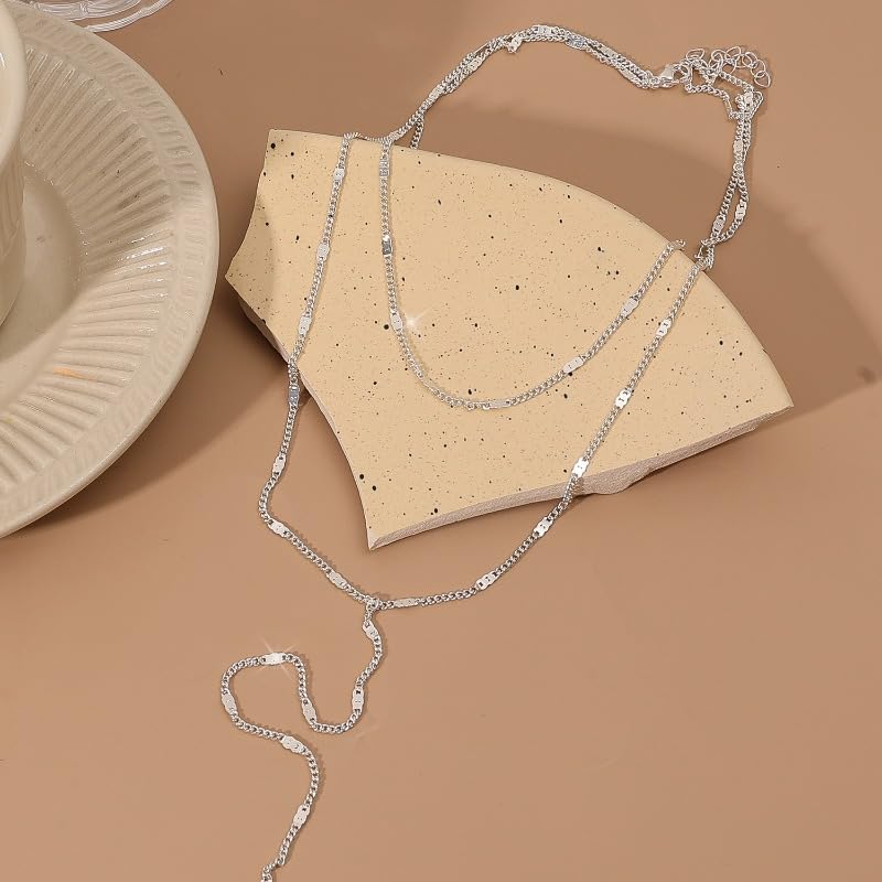 1PC Bohemian Y-shaped Long Necklace Women Fashion Layering Vacation Leisure Beach Necklace Party Jewelry Accessory - color: Silver