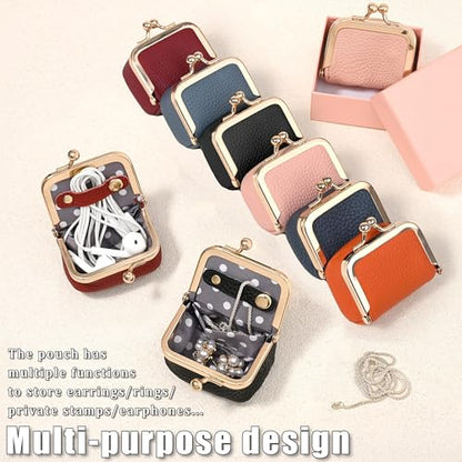 Zivyes Mini Jewelry Box Travel Small Coin Purse Organizer Case Genuine Leather Tiny Size (Light Blue) - color: Light Blue-Tiny
