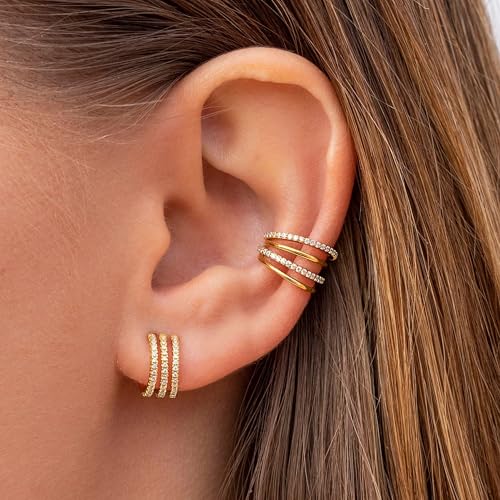 Ear Cuffs Non Piercing Ear Cuff Earrings for Women Gifts Trendy Stuff Clip on Cartilage Earrings Stacks Fake Earrings Jewelry Gifts - color: W:star ear cuff gold