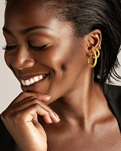 Adoyi 9 Pairs Gold Hoop Earrings Set for Womens Twisted Huggie Hoops Earrings 14K 18K Gold Plated for Girls Valentines Mother's Day Birthday Gifts Lightweight - color: 18K Gold Plated