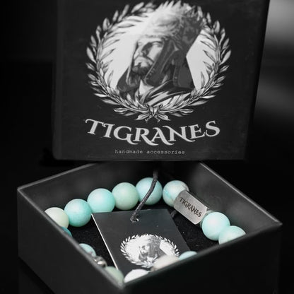 Tigranes Premium Natural Stone Bracelet Collection – Handmade Gemstone Jewelry in Luxury Branded Gift Box - style: Amazonite Beads 8mm