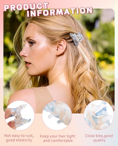 Molans 12 Pcs Small Hair Clips Mini Claw Jaw Clips Women Girls Thin Hair | Tiny Short Acrylic Cute Clips Non Slip Little Hair Accessories Clamps for Half Updo Styling Fine Hair Bangs Kids Toddlers - color: Gilltter