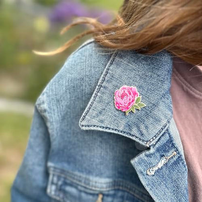 Enamel Flower Wedding Pin - Floral Brooch for Men & Women - Lapel Pin Favors - style: Peony
