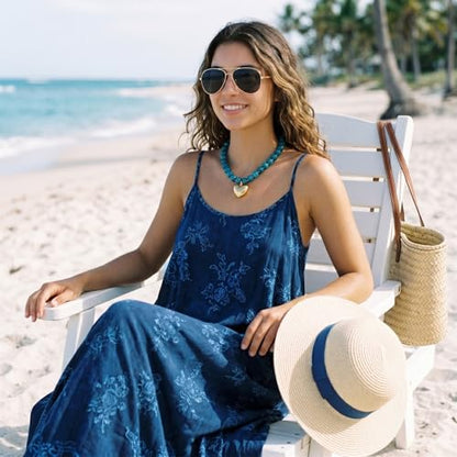 SYNLIN Resin Chunky Beaded Necklace for Women, Adjustable Heart Pendant Beaded Choker, Lightweight Statement Necklace, Boho Summer Beach Jewelry - color: Emerald Green