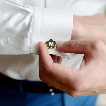 Initial Cufflinks for Mens,Personalized Black Glod Pated Letter Shirts CuffLinks,Stainless Steel Cuff Links, Business Wedding Gift A-Z - style: Letter K