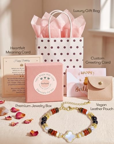 Birthday Jewelry Gifts For Girls Women, Four Leaf Clover & Heart Bracelets - color: Divine Alignment