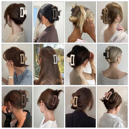 Sisiaipu 3.5 Inch Medium Hair Claw Clips 12 Pcs Square Claw for Thick and Thin Hair Rectangular Rectangle Hair Clips Jaw Clips Bulk Hair Accessories for women and Girls (Regular) - color: Regular