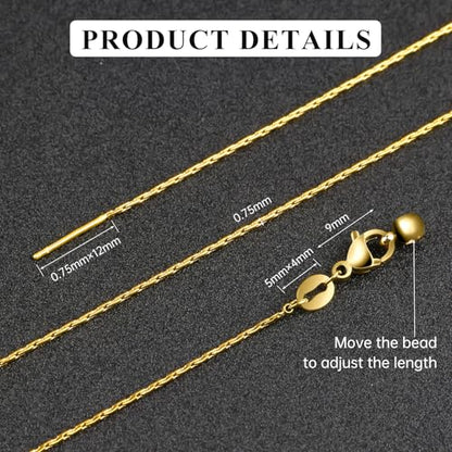 GTVOODX 10pcs Gold Plated Adjustable Thin Necklace Chains Bulk for Jewelry Making Stainless Steel 0.75mm Rectangle Cable Chains with Adjust Clasp for Women - color: Gold Rectangle Cable