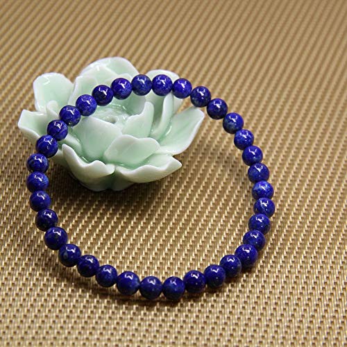 Angelstones Gemstones 6mm Round Beads Healing Crystal Bracelet for women | Natural Gemstone, Handmade Gifts for Women, Healing Crystal Round Beaded Stretch Bracelets, Unisex Jewelry for Women and Men - color: Lapis Lazuli
