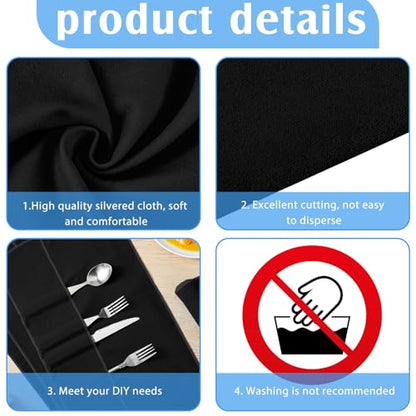 Jecery 1.1 Yard Anti Tarnish Silver Cloth by the Yard, Luxury Jewelry Silver Polishing Storage Protect Cloths for Silverware Flatware Silversmith Polishing(Black) - color: Black