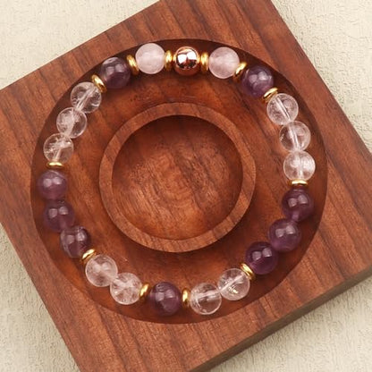 KSQS Healing Stone Bead Bracelet for Women, Natural Gemstones Balance Protection Bracelet, Spiritual Crystal Beads Bracelet Anxiety Relief with Meaning Card - color: Just Breathe