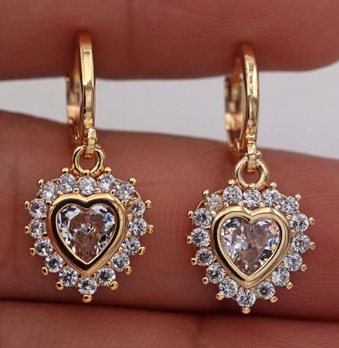 18K Gold Plated Flower Dangle Earrings for Women, Hypoallergenic Cubic Zirconia Earrings, Elegant CZ Drop Earrings, Statement Jewelry Gifts Party Fashion - style: OBS3143_Gold_White