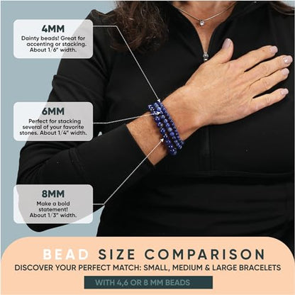 Cherry Tree Collection - Small, Medium, Large Sizes - Gemstone Beaded Bracelets For Women and Men - 6mm Round Beads - color: African Turquoise, size: Medium