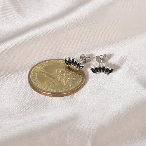 Curved CZ Crawler Ear Climber Cartilage Earrings Silver Stud with Black Cubic Zirconia Helix Conch Tragus Piercing Jewelry