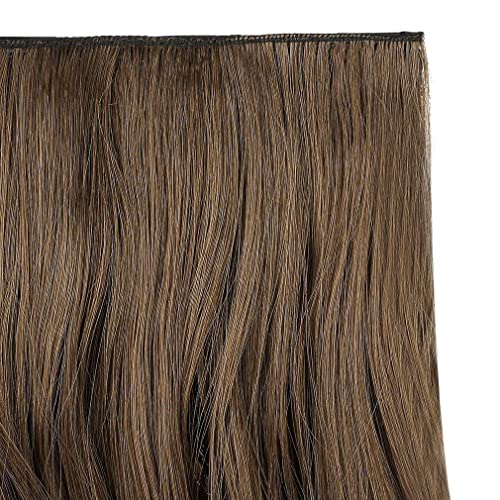 REECHO 24" 1-pack 3/4 Full Head Curly Wave Clips in on Synthetic Hair Extensions HE008 Hair pieces for Women 5 Clips 4.5 Oz Per Piece - Ash Light Brown - color: Ash Light Brown, size: 24 Inch (Pack of 1)