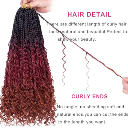 Unionbeauty 18 Inch Boho Box Braids Crochet Hair Goddess Box Braids Crochet Hair 8 Packs Bohemian Box Braids Crochet Hair for Black Woman Ombre Curly Crochet Braids Braiding Hair Extension 1B/530/350# - color: 1B/530/350#, size: 18 Inch (Pack of 8)