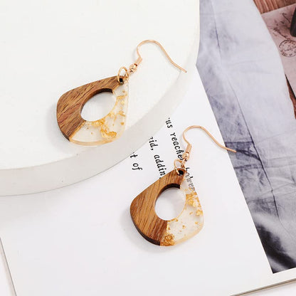 Retro Wooden Resin Geometric Bar Drop Dangle Earrings Layered Leopard for Women Polymer Clay Lightweight Statement Jewelry - style: 17