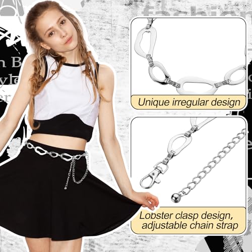 Liliaafar 6 Pcs Gold Silver Waist Chain Belt for Women Multi Layer Sun Metal Adjustable Body Belly Chain for Jean Dress - color: Silver