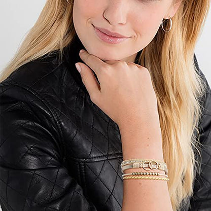 Multi-layer Leather Bracelets Multi-strand Wrap Bracelets Handmade Braided Rope Cuff Bangle with Magnetic Buckle Jewelry - color: Circle