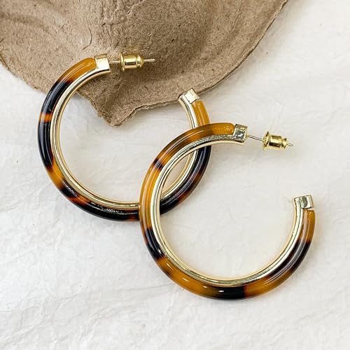 14K Gold Plated Chunky Hoop Earrings for Women Vintage Leopard Print Hoops Large Round Hoop Earrings Jewelry - style: Hoop E