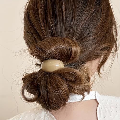 French-Style Hair Ties High-Elasticity Acrylic Beads Candy Colors For Ponytails, Daily Wear And Travel, 6PCS - color: 6PCS