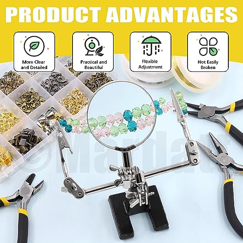 Mardatt 1488Pcs Jewelry Making Supplies Kit - Magnifying Glass, Pliers, Wires, Chain, Jump Ring Opener, Tweezers