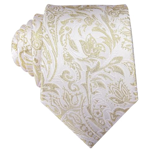 Dubulle Mens Paisley Striped Tie Woven Necktie for Men and Handkerchief Cufflinks Set Wedding Formal Business - color: C Light Sparkles
