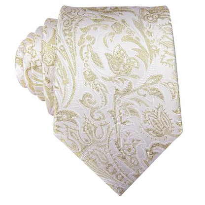 Dubulle Mens Paisley Striped Tie Woven Necktie for Men and Handkerchief Cufflinks Set Wedding Formal Business - color: C Light Sparkles