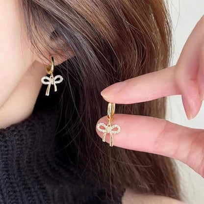 Bow Earrings Red Earrings for Women Dangle Cute Earrings Red Stuff Jewelry Outfits Accessories Gifts for Girls - color: C1:gold bow earrings