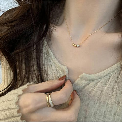 925 Sterling Silver Necklace for Women Trendy, Charming Layered Necklace with Cubic Zirconia Pendant for Her Womens Dainty Diamond Choker Necklaces Holiday Jewelry Gifts for Mom Wife Daughter Lover - color: CZ Necklace-Gold03