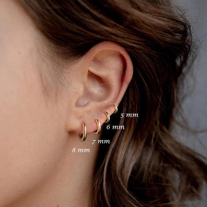 Mini Tiny Huggie Hoop Earrings Top Upper Ear Cartilage Forward Helix Cuff Plain Simple 925 Sterling Silver Gold 9mm 8mm 7mm 6mm 5mm Hoop Earrings - color: Silver-5mm