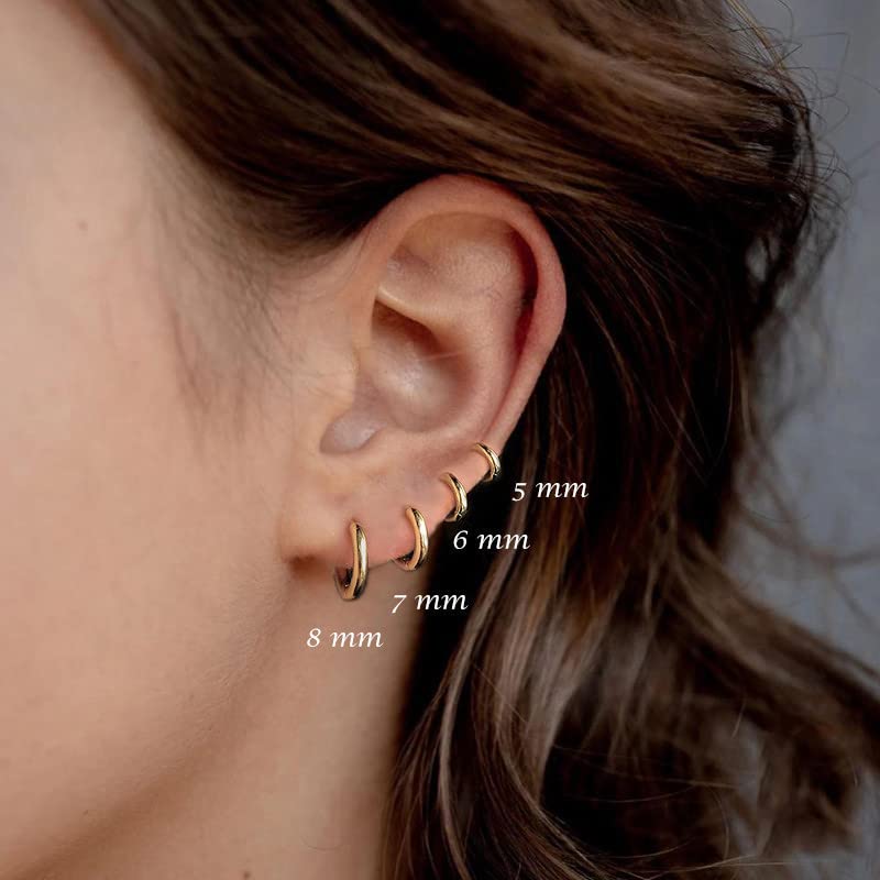 Mini Tiny Huggie Hoop Earrings Top Upper Ear Cartilage Forward Helix Cuff Plain Simple 925 Sterling Silver Gold 9mm 8mm 7mm 6mm 5mm Hoop Earrings - color: Silver-6mm