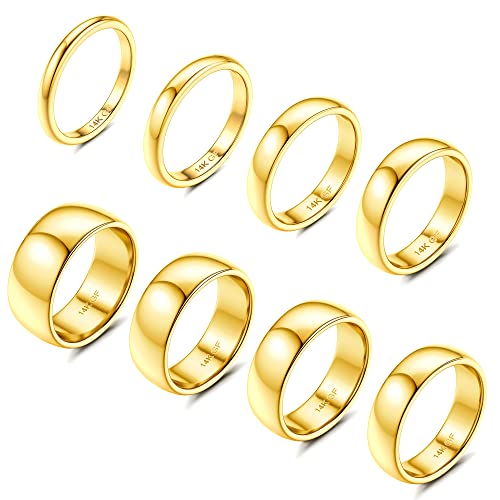 LOYALLOOK 8Pcs Gold Rings Stainless Steel Stacking Rings for Women Statement Bands Plain Finger Ring Thumb Pointer Ring Stackable Thin Gold Ring Set Comfort Fit Size 5 to 10 - style: Style B