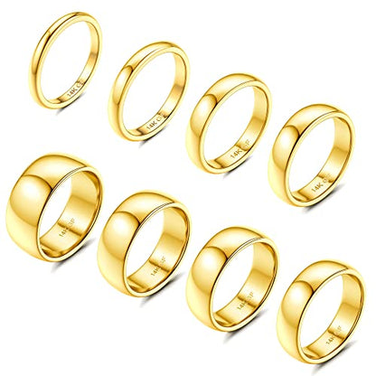 LOYALLOOK 8Pcs Gold Rings Stainless Steel Stacking Rings for Women Statement Bands Plain Finger Ring Thumb Pointer Ring Stackable Thin Gold Ring Set Comfort Fit Size 5 to 10 - style: Style B