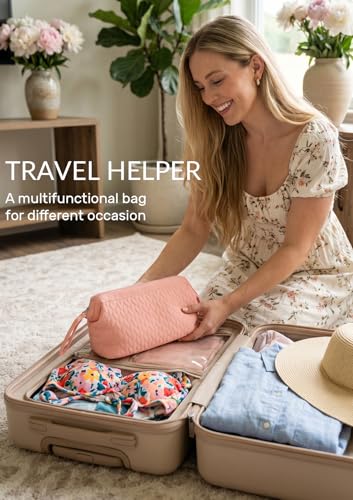 TeeYee Nylon Hair Tools Travel Bag for Dyson Airwrap Quilted Toiletry Bag | Travel Storage Bag for Shark Flexstyle/Curling Iron,Water-repellent,Wide-open,Well-structured,Heat-safe lining,002pink - color: 002Pink