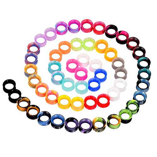 YOFANST 24pcs-100pcs Colorful Silicone Ear Gauges Double Flared Ear Tunnels Set Stretchers Expander Ear Piercing Jewelry - color: 56pcs, gauge 9/16 inch