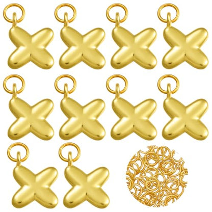 A-Z Bubble Letter Charms 18K Gold Filled Charms for Jewelry Making Gold Initial Alphabet Charms Pendants for Women Men Necklace Choker Bracelet Making - color: Letter X