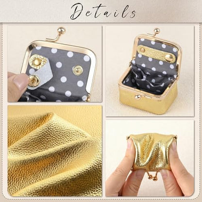 Zivyes Mini Jewelry Box Travel Small Coin Purse Organizer Case Genuine Leather Tiny Size (gold) - color: gold