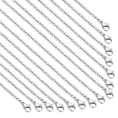 30 Pack 18 Inch Necklace Chain Stainless Steel Link Cable Chain Necklace with Lobster Clasps for DIY Jewelry Making - size: 18 Inches