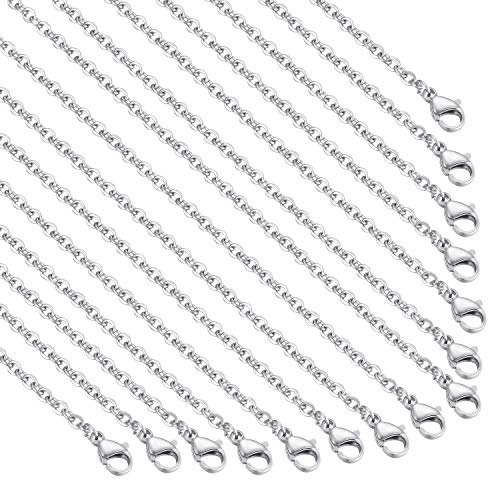 30 Pack 20 Inch Necklace Chain Stainless Steel Link Cable Chain Necklace with Lobster Clasps for DIY Jewelry Making - size: 20 Inches
