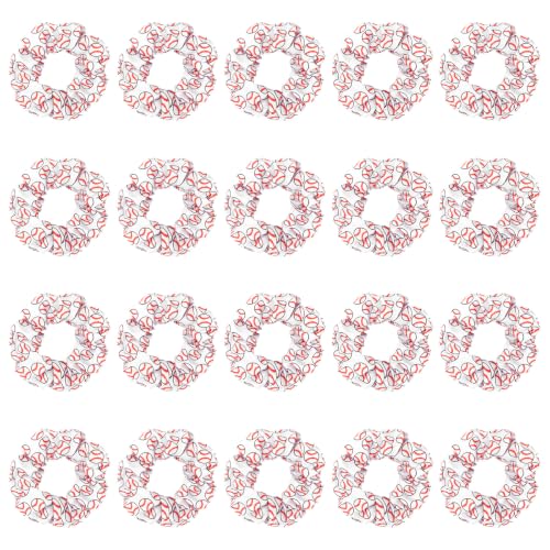 Baseball Print Scrunchies 20 Pack Soft Elastic Hair Ties for Women Girls Sports Fan No Slip Game Day Hair Accessories Daily Styling - color: White Baseball