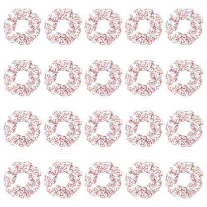 Baseball Print Scrunchies 20 Pack Soft Elastic Hair Ties for Women Girls Sports Fan No Slip Game Day Hair Accessories Daily Styling - color: White Baseball